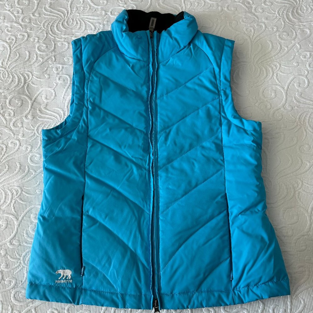 NEW PREDATOR Quilted Down Winter Puffer Vest Turquoise Ski Snow 2-way Zip M
